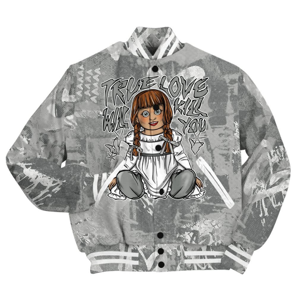 Varsity Jacket To Match Retro Wet Cement 4s Shirt - Genuine Loves Bear Heart Grunge All Over Print