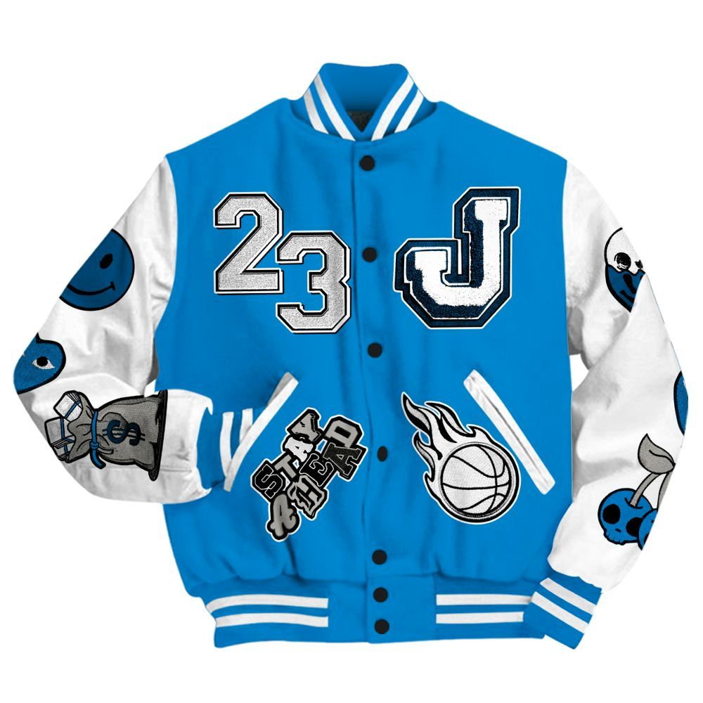 Varsity Jacket To Match Industrial Blue 4s - Hustles Money Number 23 All Over Print