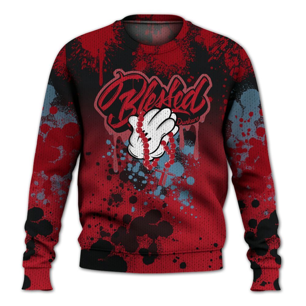 Knitted Sweater To Match Retro Raging Bull 5s - God Blessed Ink Drip
