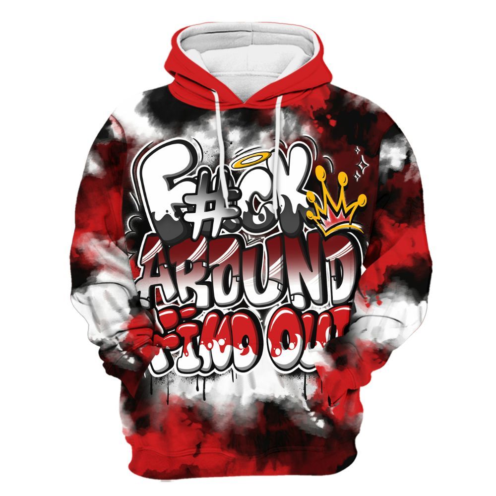 Hoodie To Match Low Bred 11s - Tie Dye FK Around Find Out All Over Print