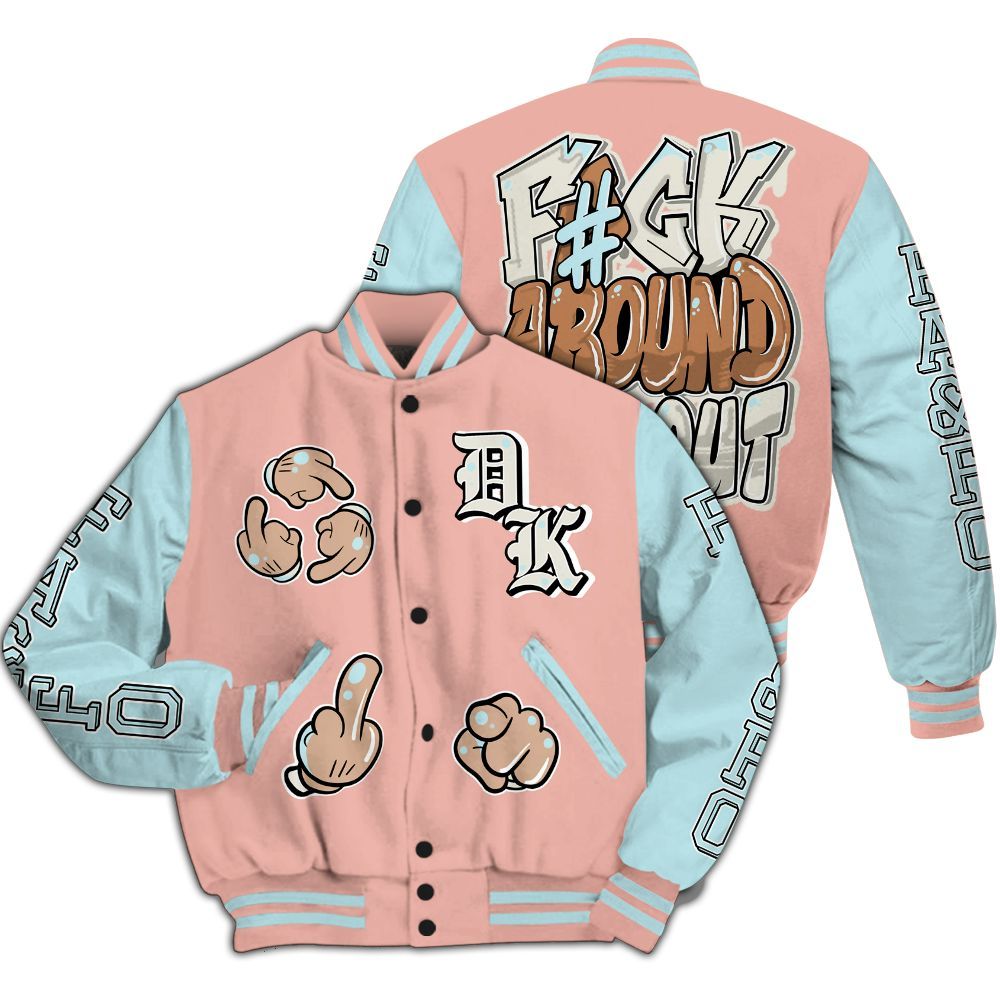 Varsity Jacket To Match Dunk Low Glacier Arctic - F Around Find Out Graphic All Over Print