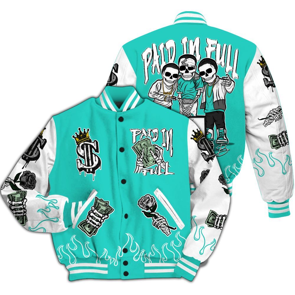 Varsity Jacket To Match Dunk Low Clear Jade - Fire Everybody Paid In All Over Print