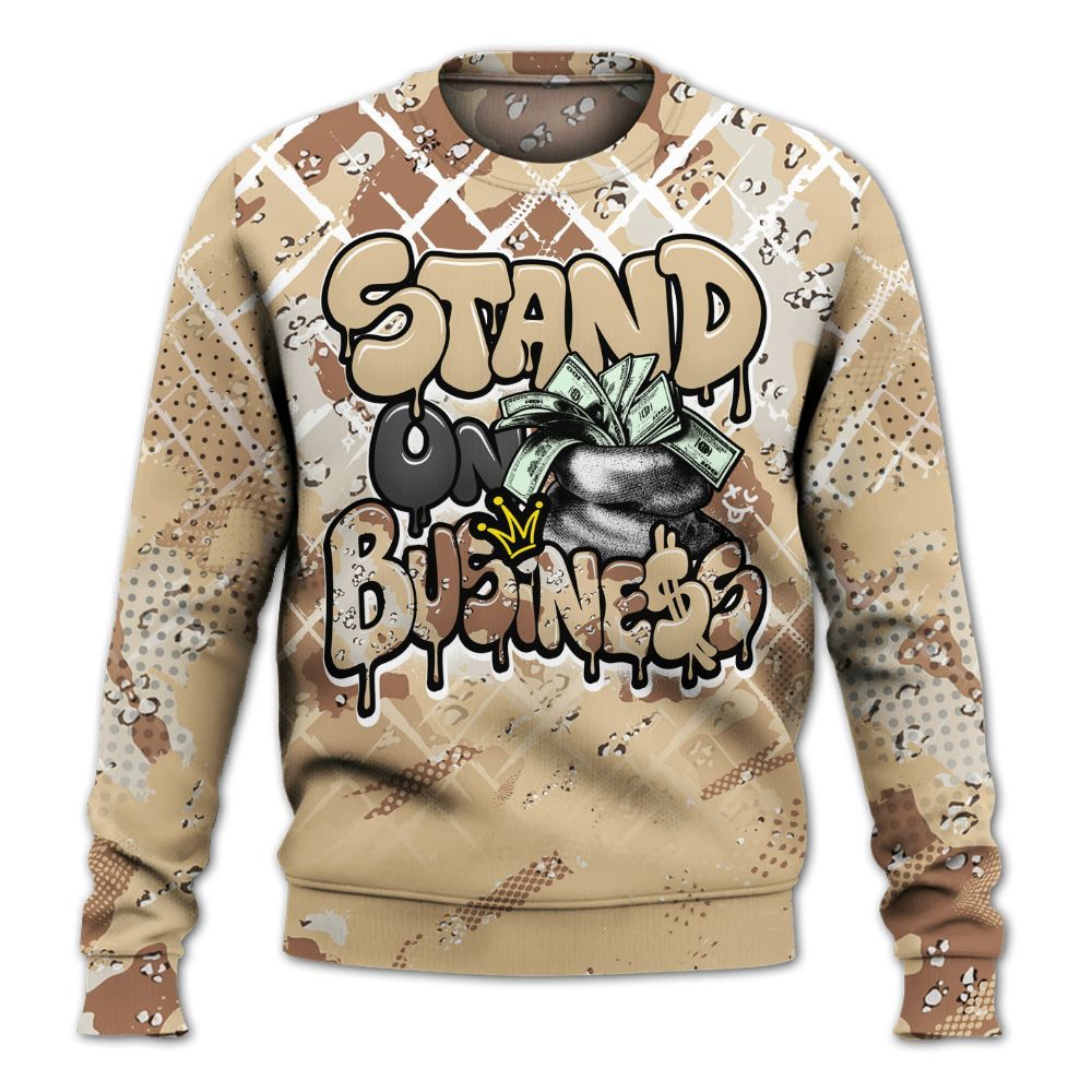 Sweatshirt To Match Desert Camo 3s - Halftone Stand Business Dripping All Over Print