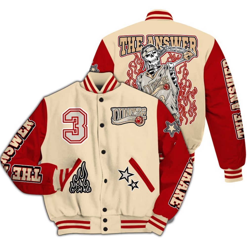 Varsity Jacket To Match Dunk Low Strawberry Waffle - Allen Answer Skeleton All Over Print