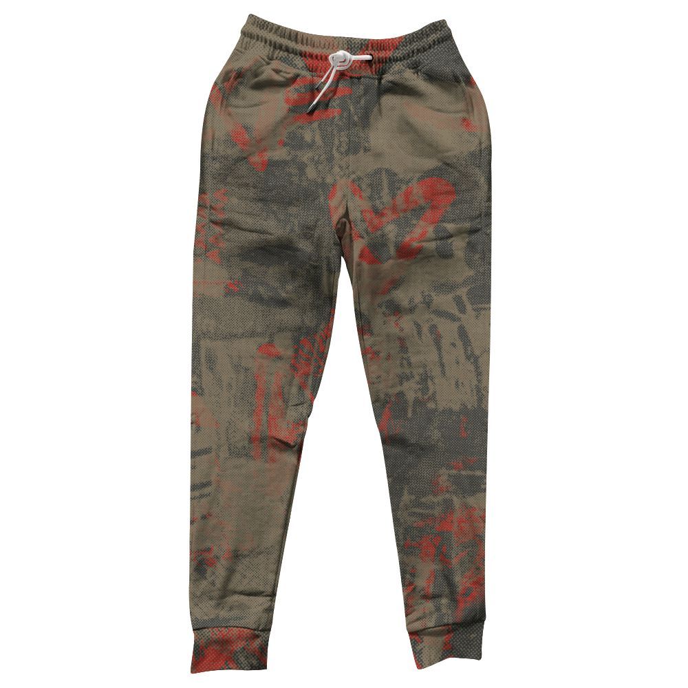 Sweatpant To Match Olive 9s - Heart Grunge All Over Print