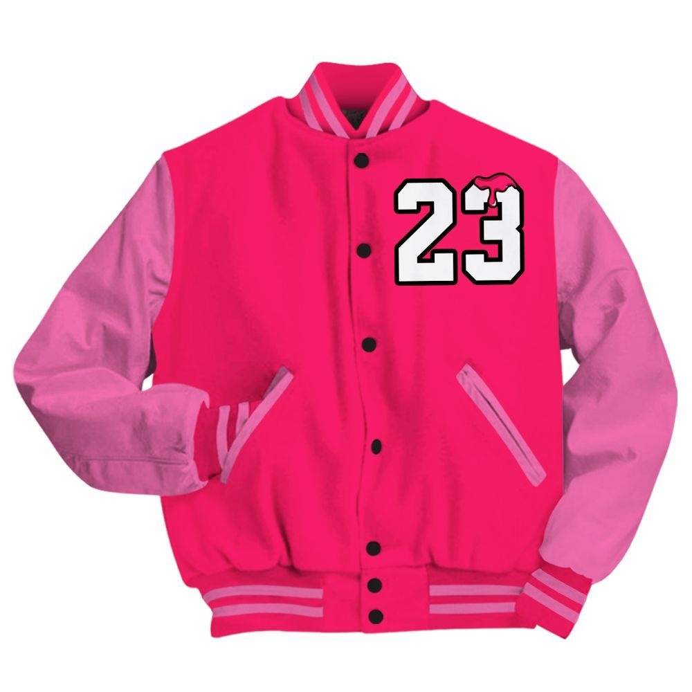 Varsity Jacket To Match Air VaporMax Plus Triple Pink - Custom Name Number 23 Drip All Over Print