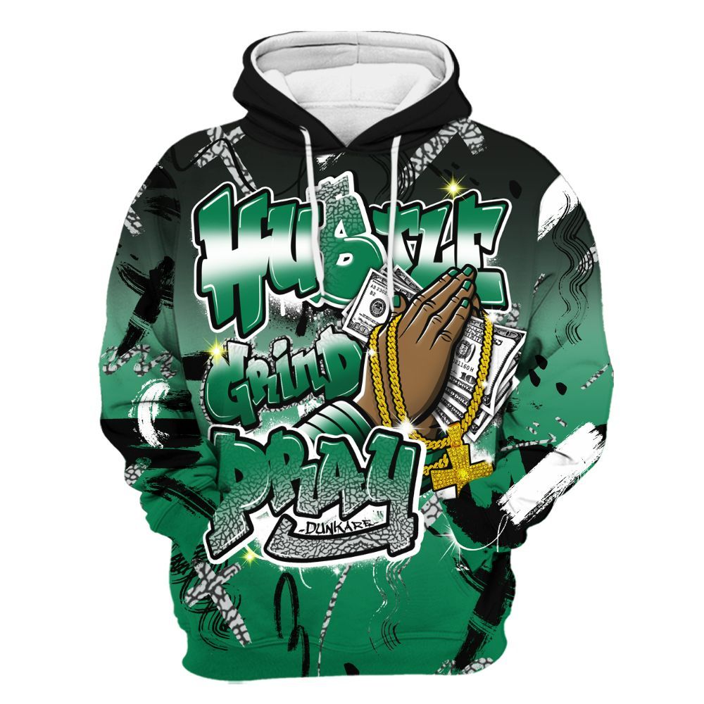 Hoodie To Match Pine Green 3s - Money Hustle Grind Pray All Over Print
