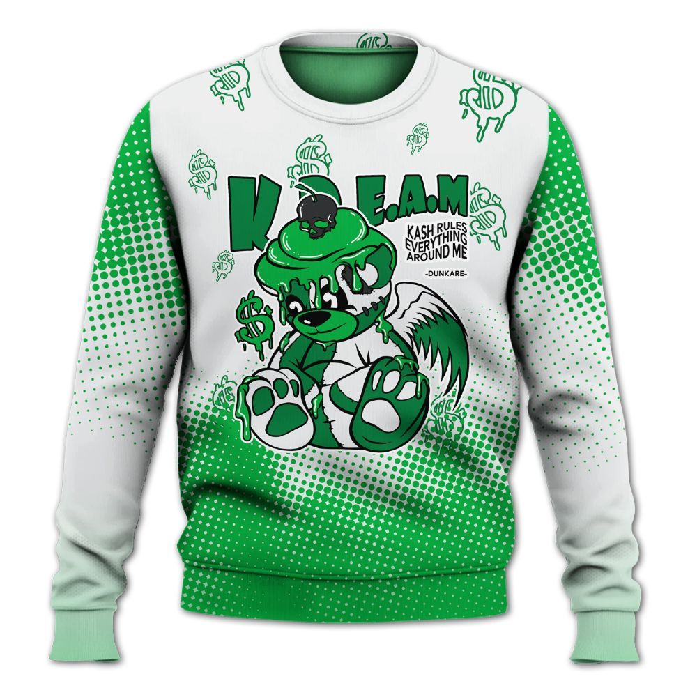 Sweatshirt To Match Lucky Green 5s - Loot Bear Unique Drip All Over Print