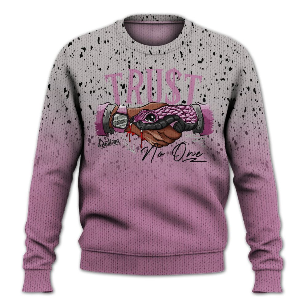 Knitted Sweater To Match Neutral Grey Black White Orchid 4s - Snake Trust No One Drip