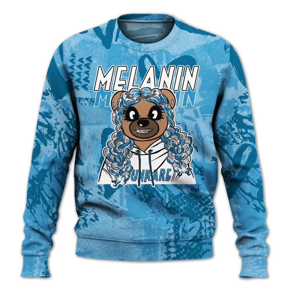 Sweatshirt To Match Powder Blue 9s - Pigments Bear Heart Grunge All Over Print