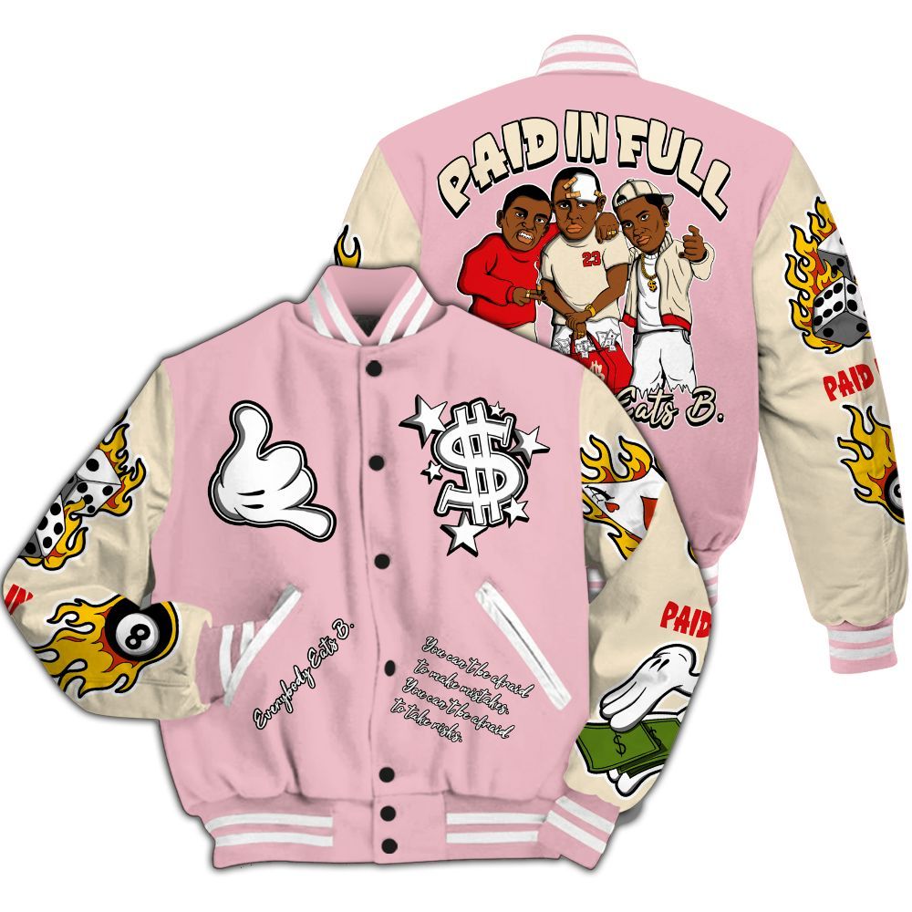 Varsity Jacket To Match Low OG Shy Pink 1s - Everybody Paid In Full Graphic All Over Print