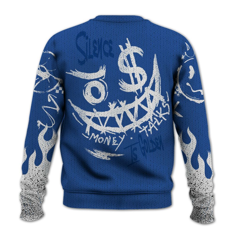 Knitted Sweater To Match High OG True Blue 1s - Mouth Burning Street Style
