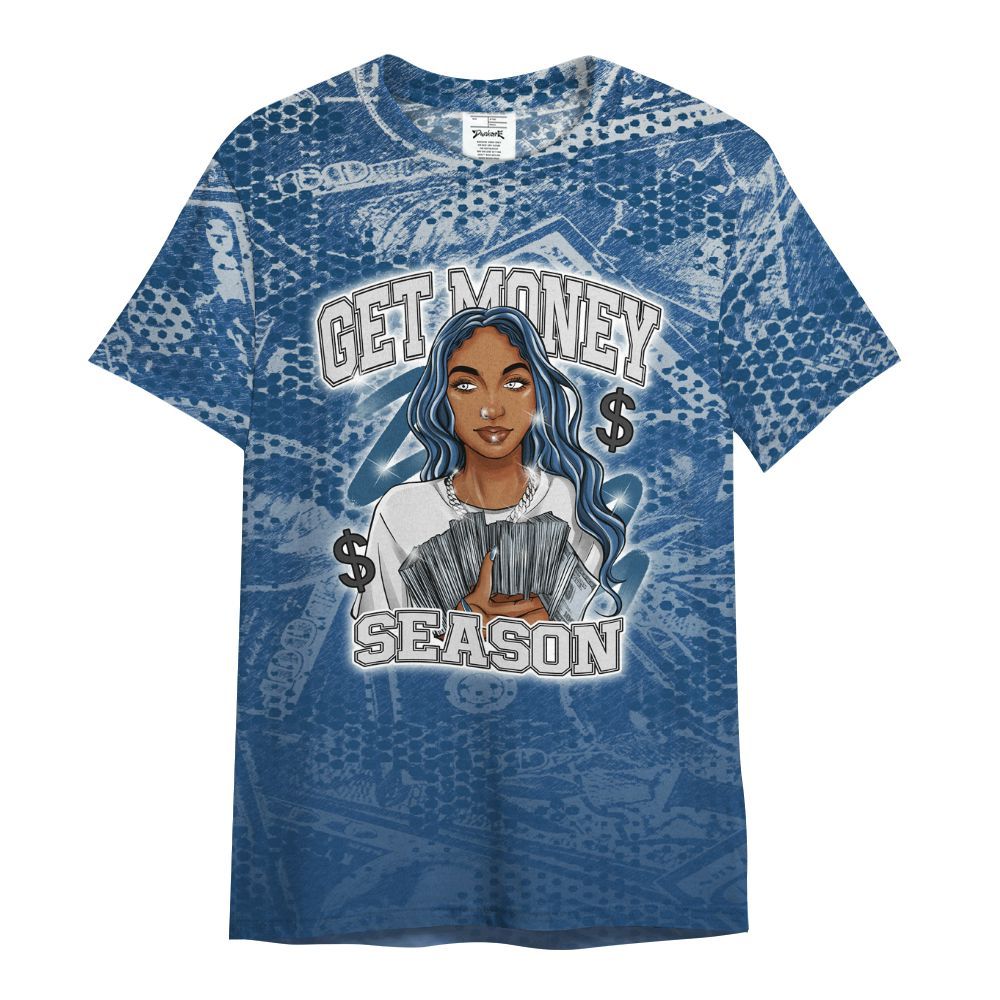 Shirt To Match High OG Midnight Navy 1s - Get Moneys Season Banknote All Over Print