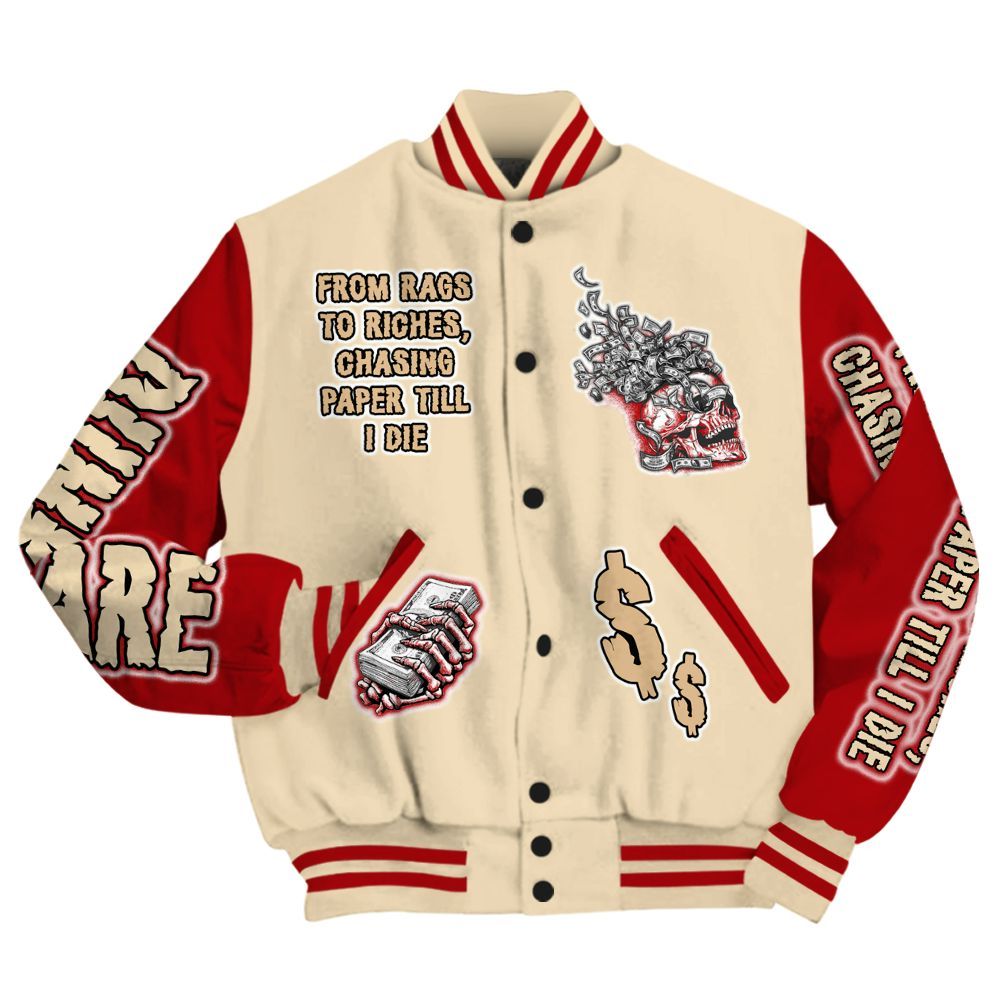 Varsity Jacket To Match Dunk Low Strawberry Waffle - From Rags To Riches All Over Print