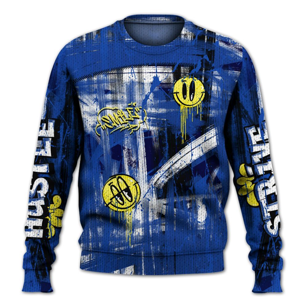 Knitted Sweater To Match Air Foamposite One Royal - Money Skull Smile Fire