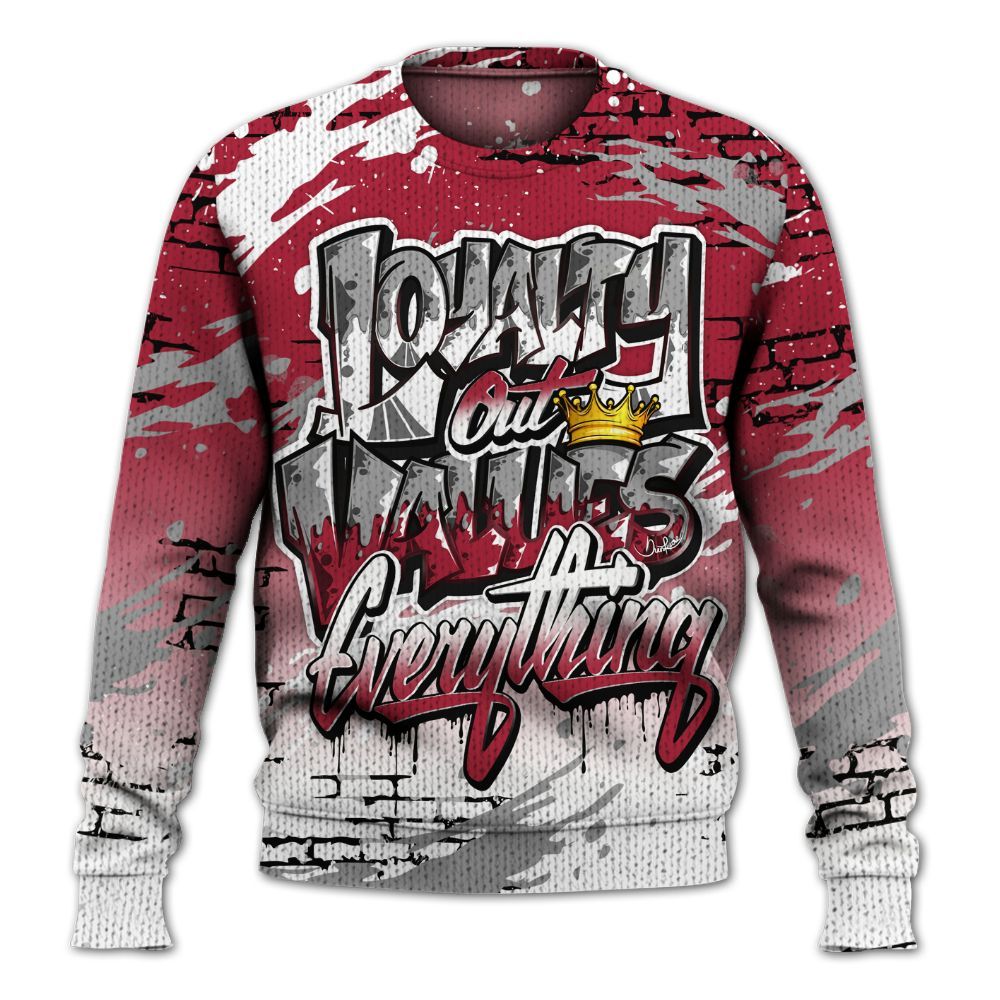 Knitted Sweater To Match High OG Chicago Shadow 1s - Values Of Loyalty Drip