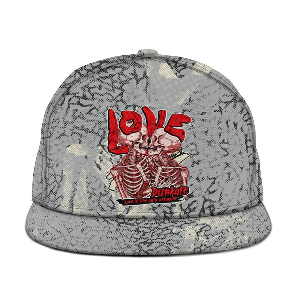 Snapback To Match Cement Grey 3s - Skull Love Graphic