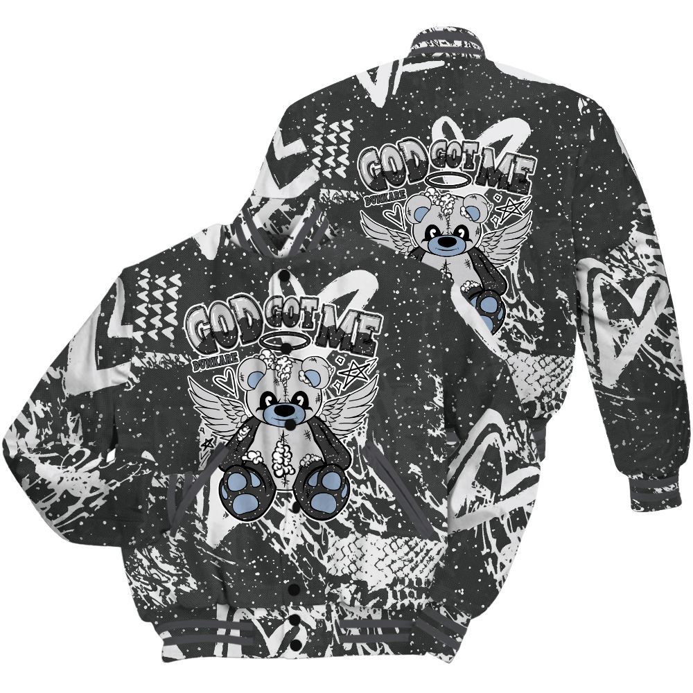 Varsity Jacket To Match Reverse Black White 6s Shirt - Gods Guides Me Bear Heart Grunge All Over Print