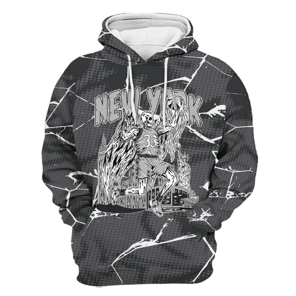 Hoodie To Match White Thunder 4s - Ewing Era Skeleton Crack All Over Print