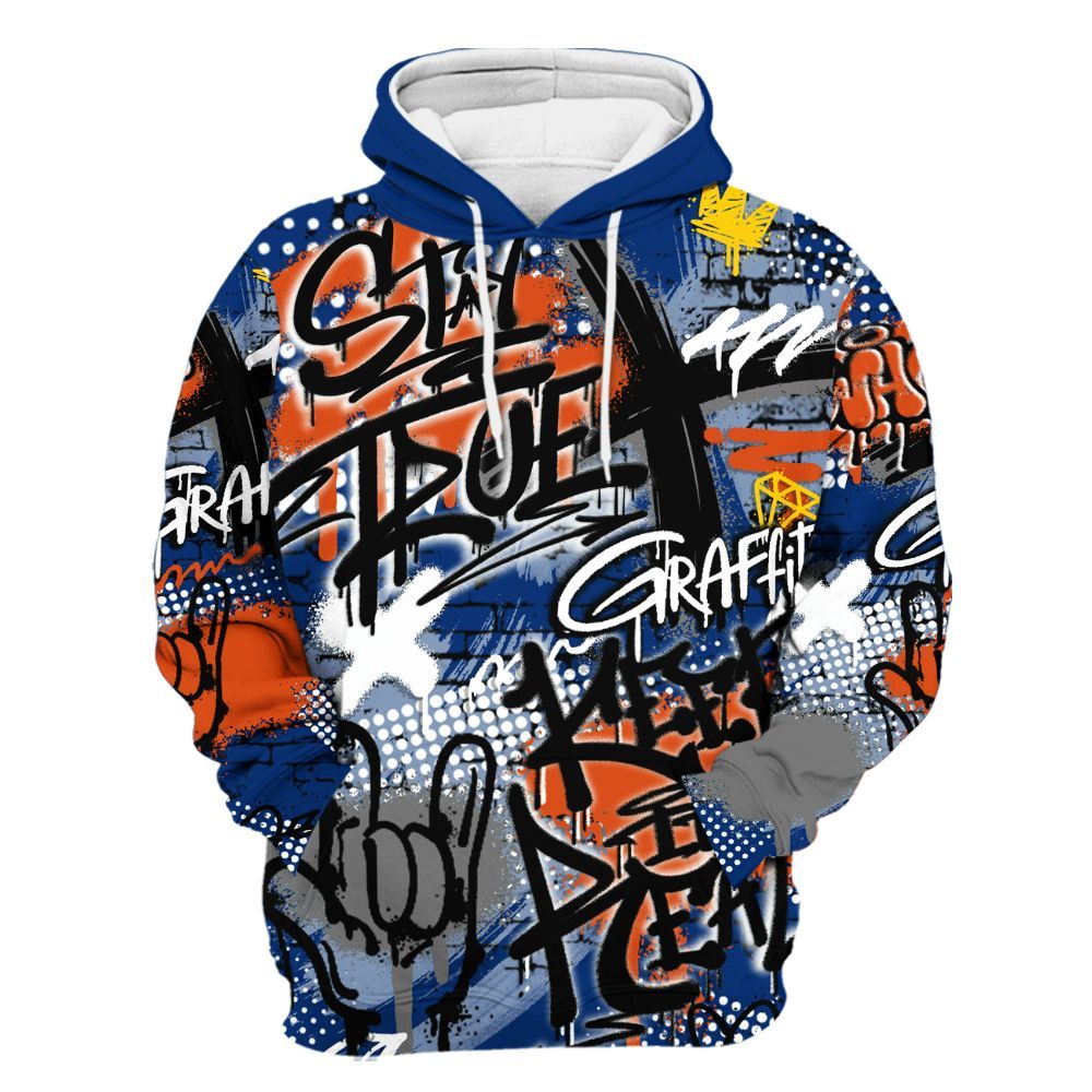 Hoodie To Match Mid Knicks 1s - True It Real Graffiti Streetwear All Over Print