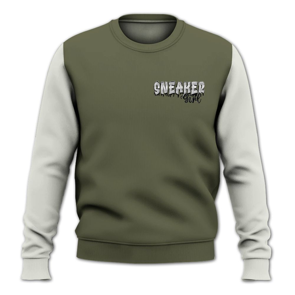 Sweatshirt To Match Low OG Medium Olive 1s - Custom Name Sneaker Girl Money All Over Print