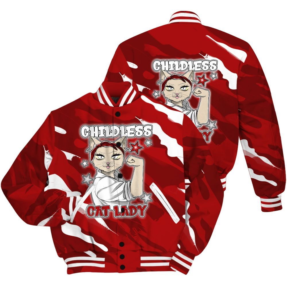 Varsity Jacket To Match Red Taxi 12s Shirt - Childless Kat Lady All Over Print