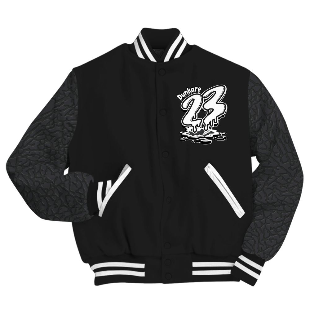 Varsity Jacket To Match Black Cat 3s - Custom Name 23 Drip All Over Print