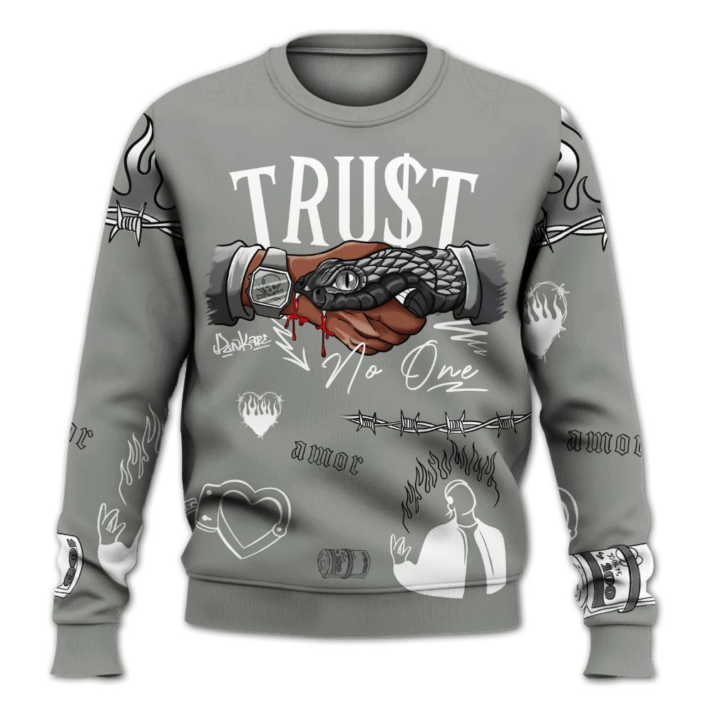 Sweatshirt To Match Paris Cement Grey 4s - Snake Trust No One All Over Print