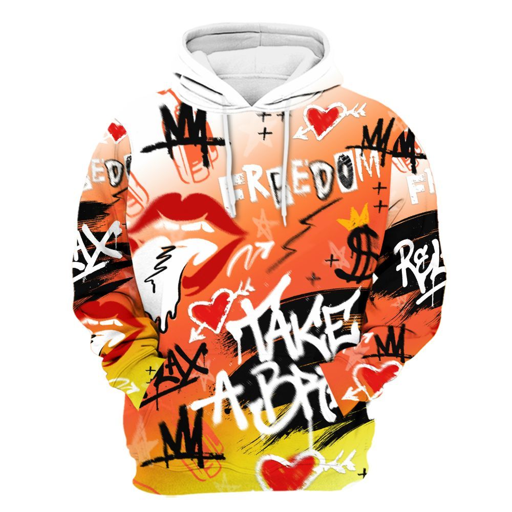 Hoodie To Match Dunk High Candy Corn - Take Break Freedom Graffiti Streetwear All Over Print