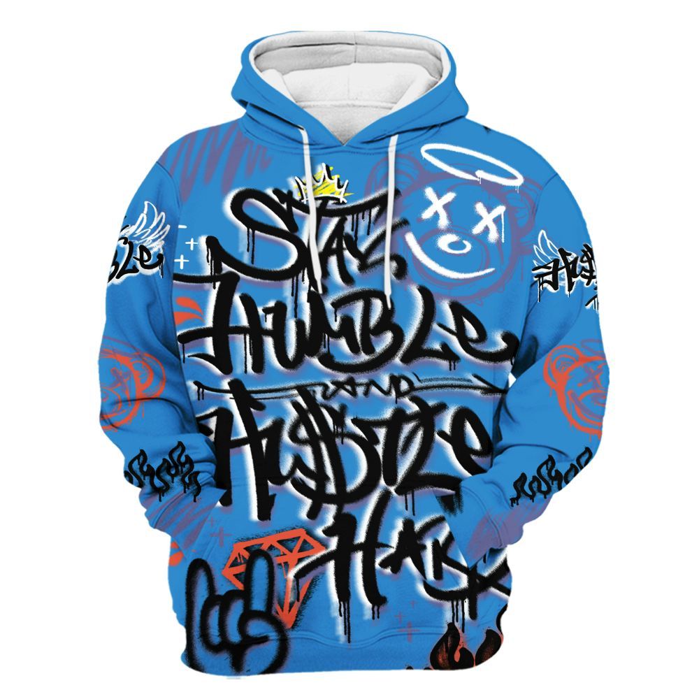 Hoodie To Match Hi-Res Blue 700s - Humble Drip Streetwear Graffity All Over Print