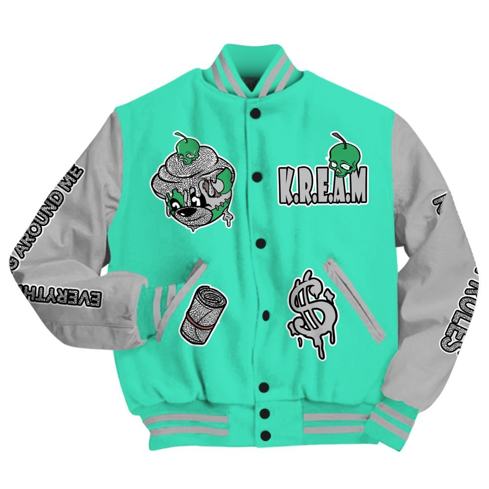 Varsity Jacket To Match Black Green Glow 3s - Loot Bear All Over Print