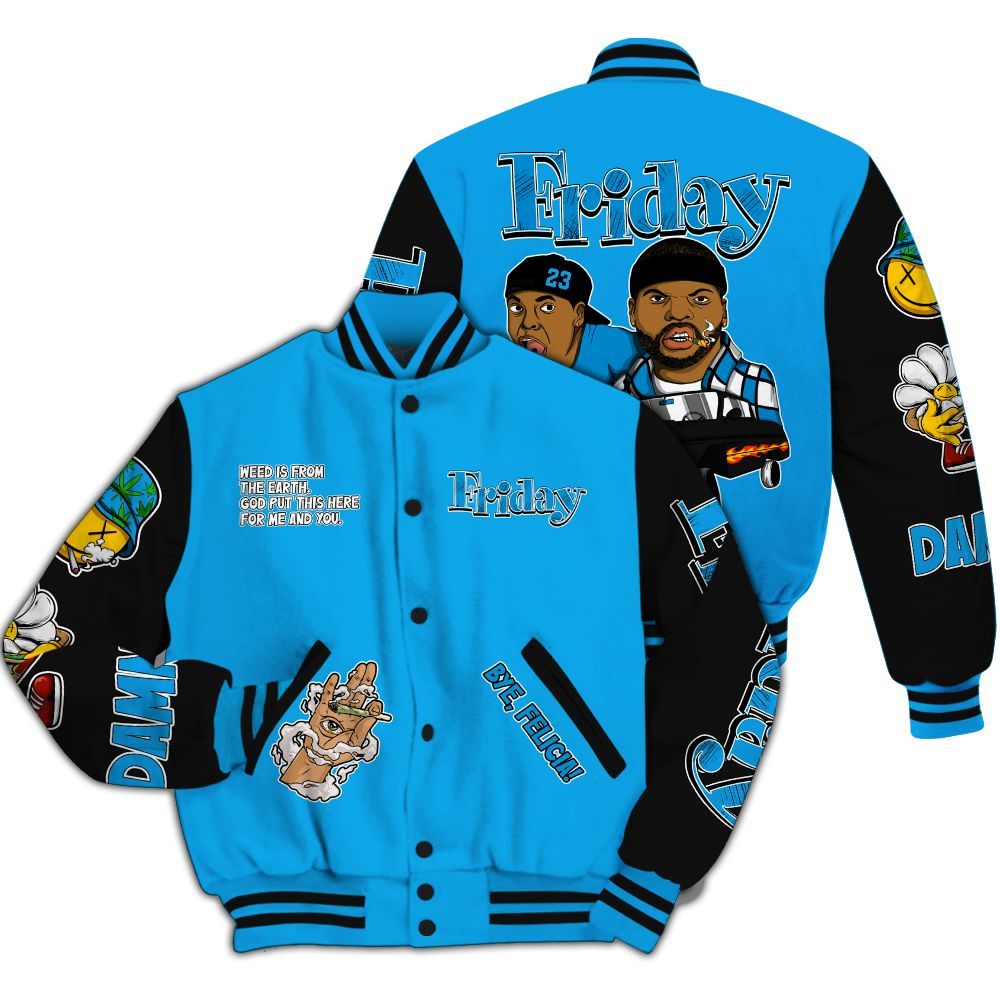 Varsity Jacket To Match Black University Blue 2022 13s - Friday Sneaker Stress Style All Over Print