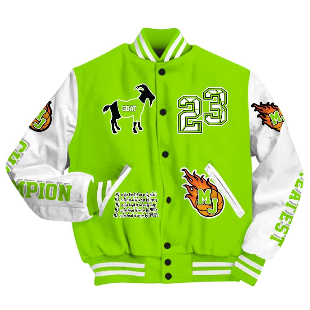 Varsity Jacket To Match Electric Green 6s - 23 G.0.A.T Jump Up Basketball All Over Print