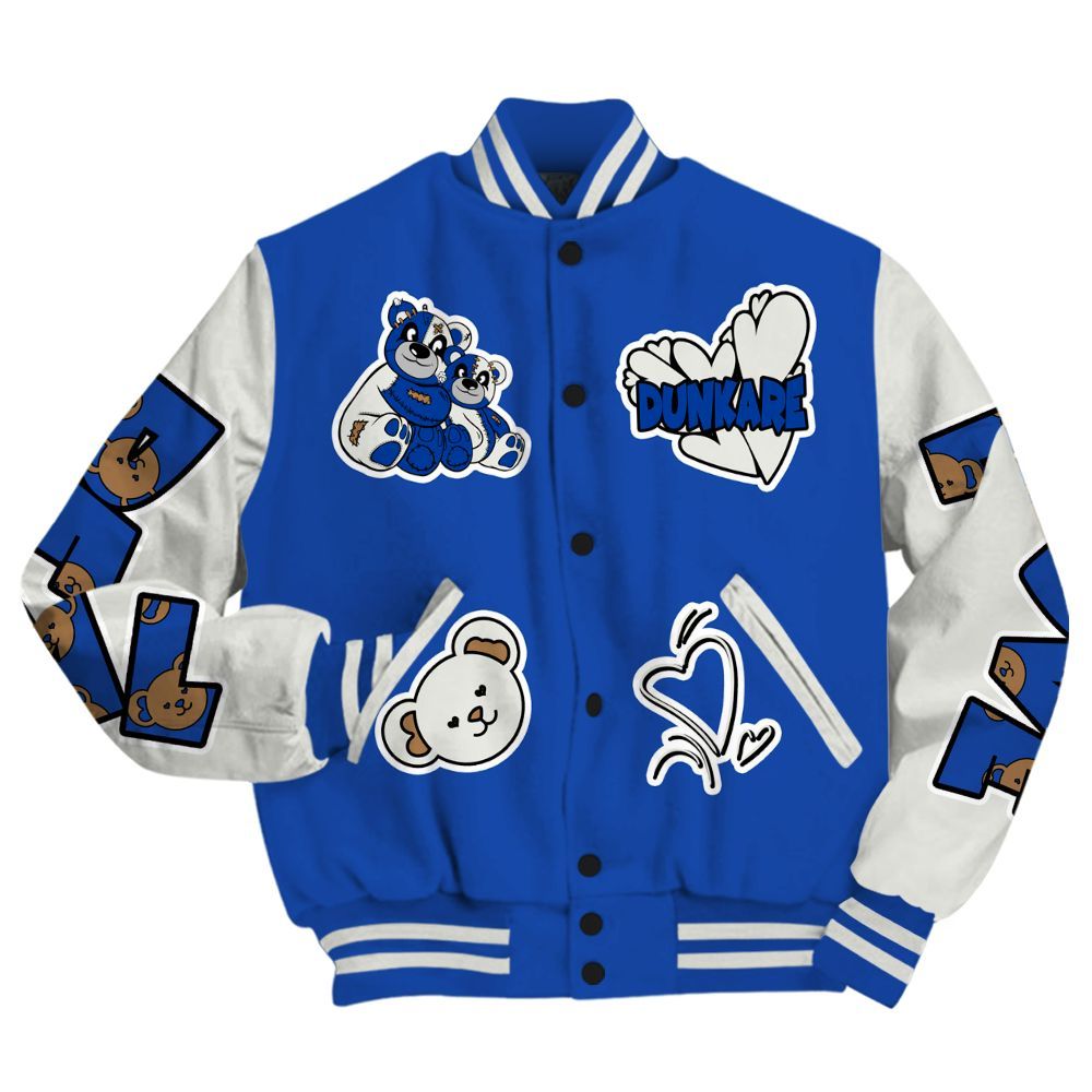 Varsity Jacket To Match Dunk High Racer Blue - Sincere Fondness Bear All Over Print