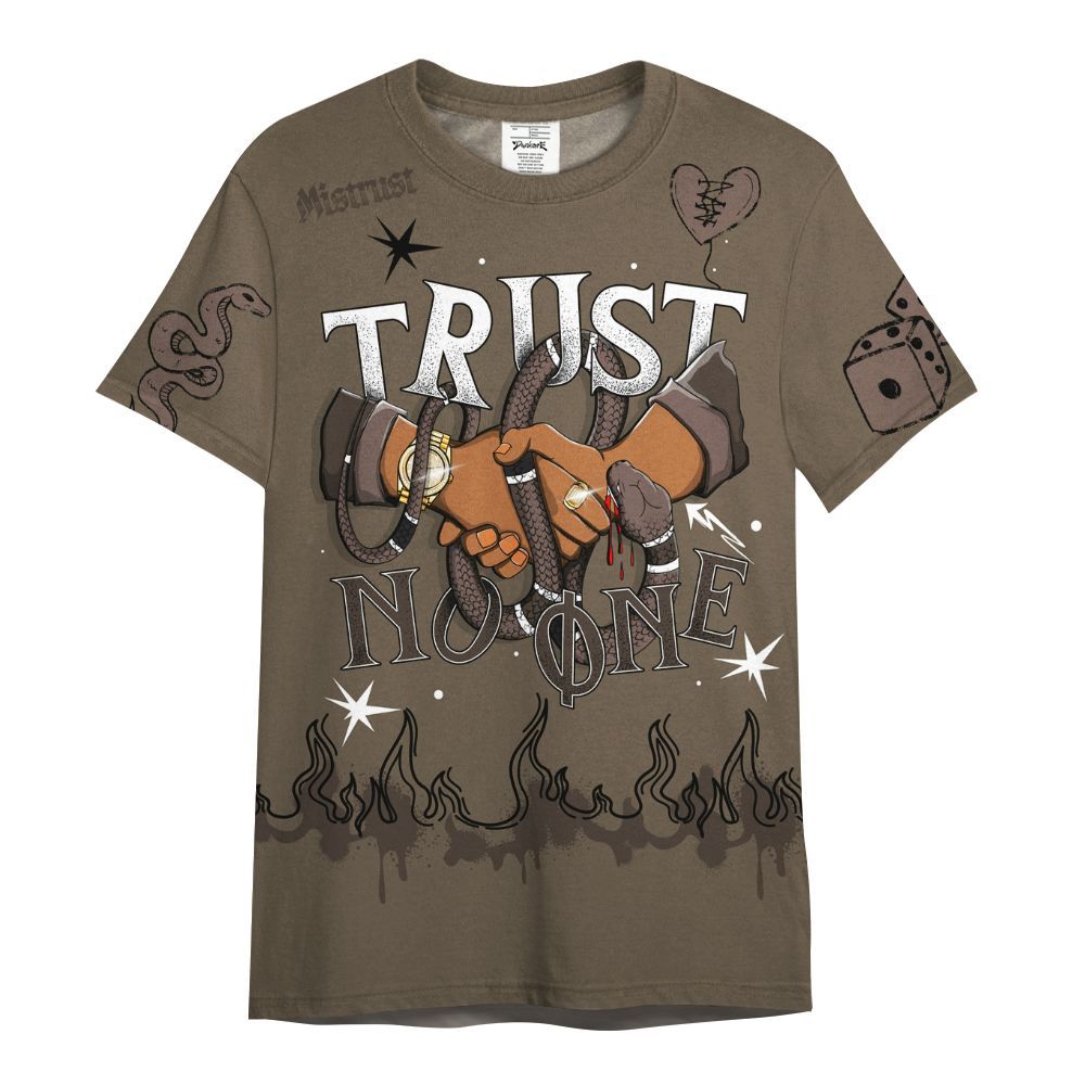 Shirt To Match AMM Dark Mocha 4s - Trust No One Snake-Bite Doodle Crayon All Over Print