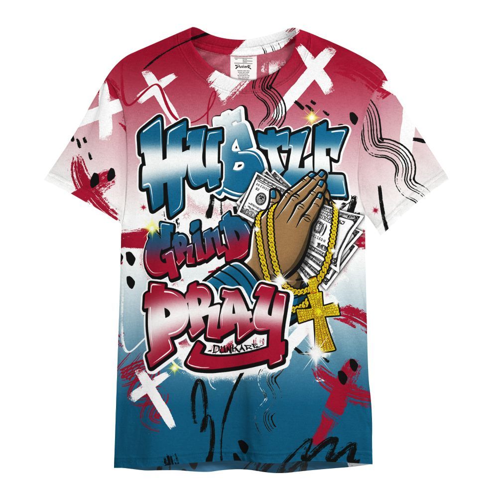 Shirt To Match GS Messy Room 4s - Money Hustle Grind Pray All Over Print