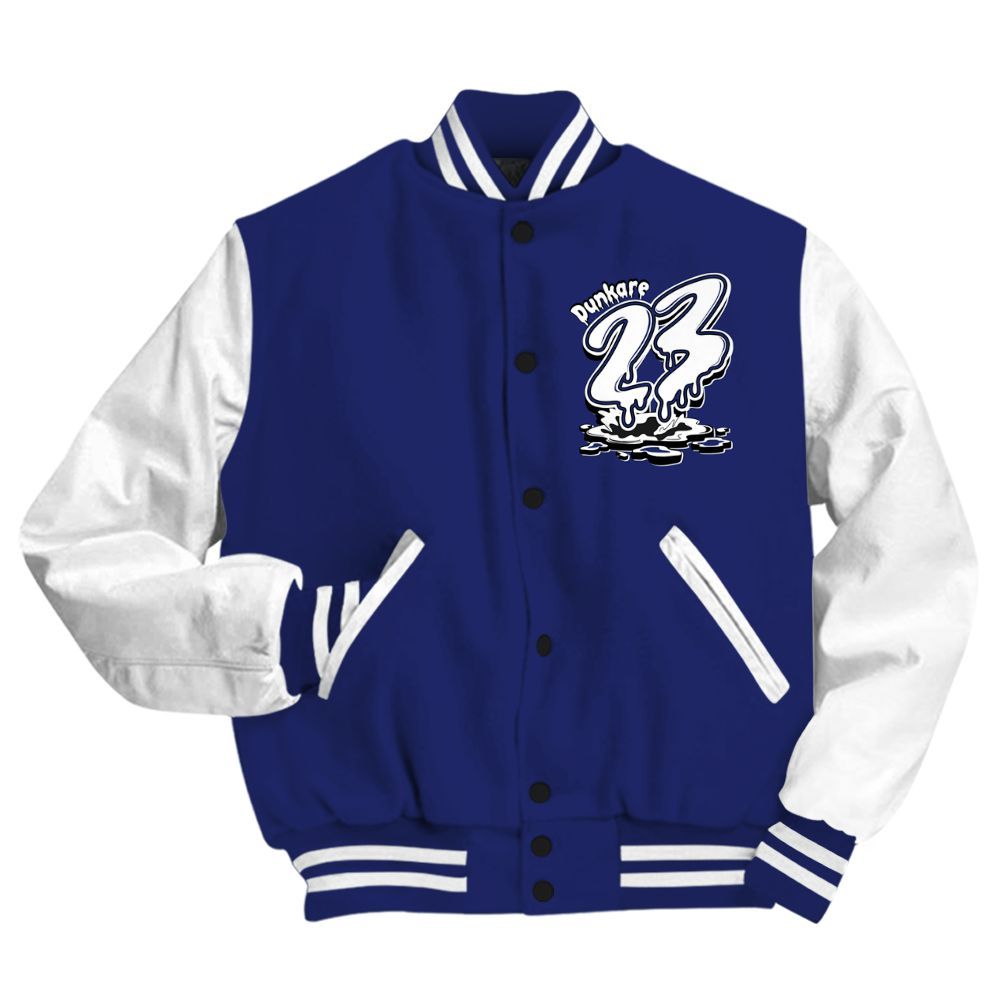 Varsity Jacket To Match Midnight Navy 11s - Custom Name 23 Drip All Over Print