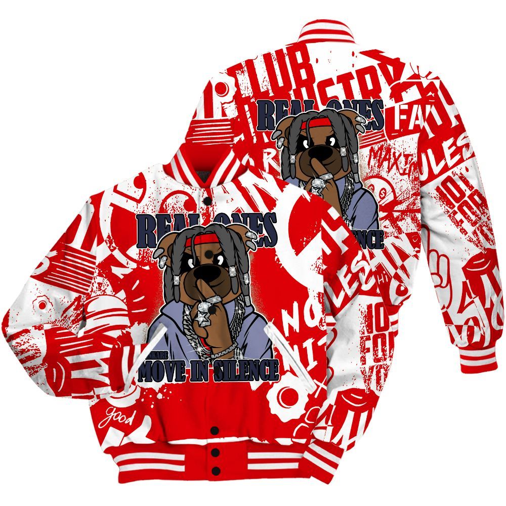 Varsity Jacket To Match Low OG Howard Bison 1s Shirt - Silent Achievers Bear Monogram Graffiti All Over Print