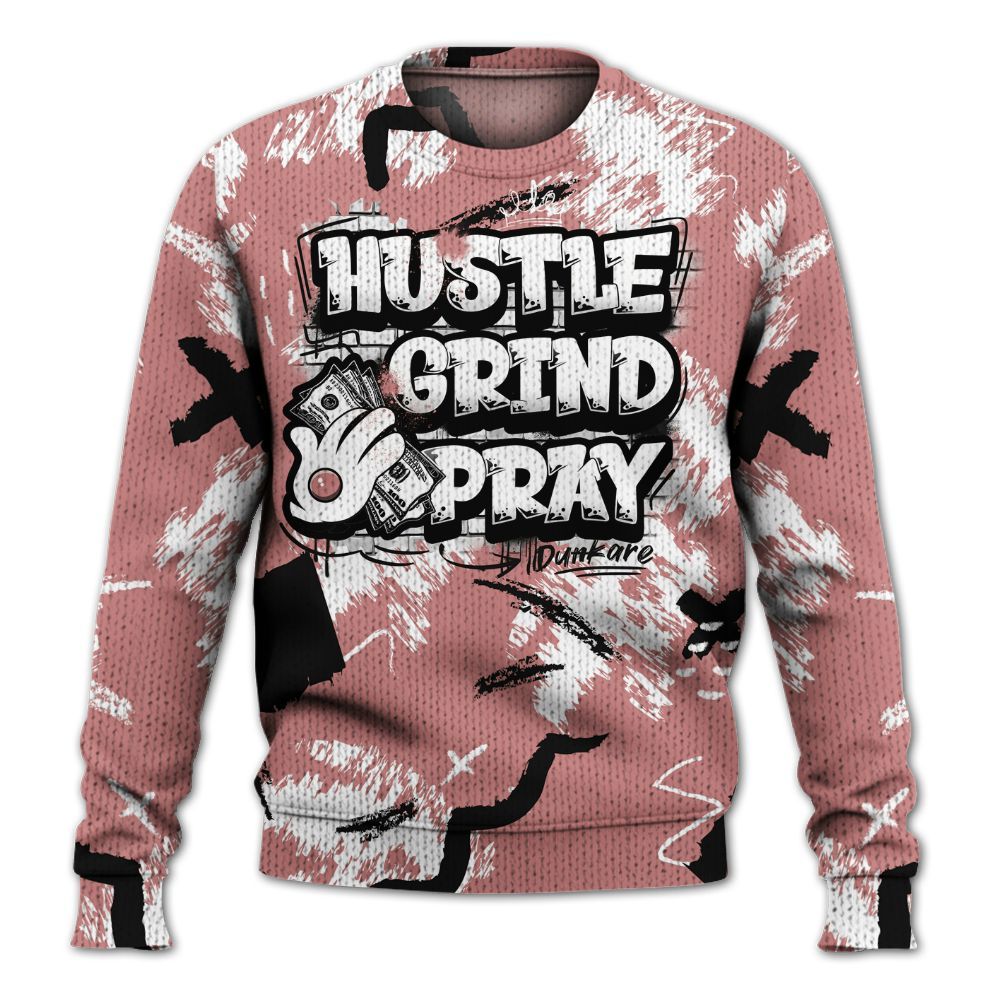 Knitted Sweater To Match Low OG Rust Pink 1s - Hustle Grind Pray Retro