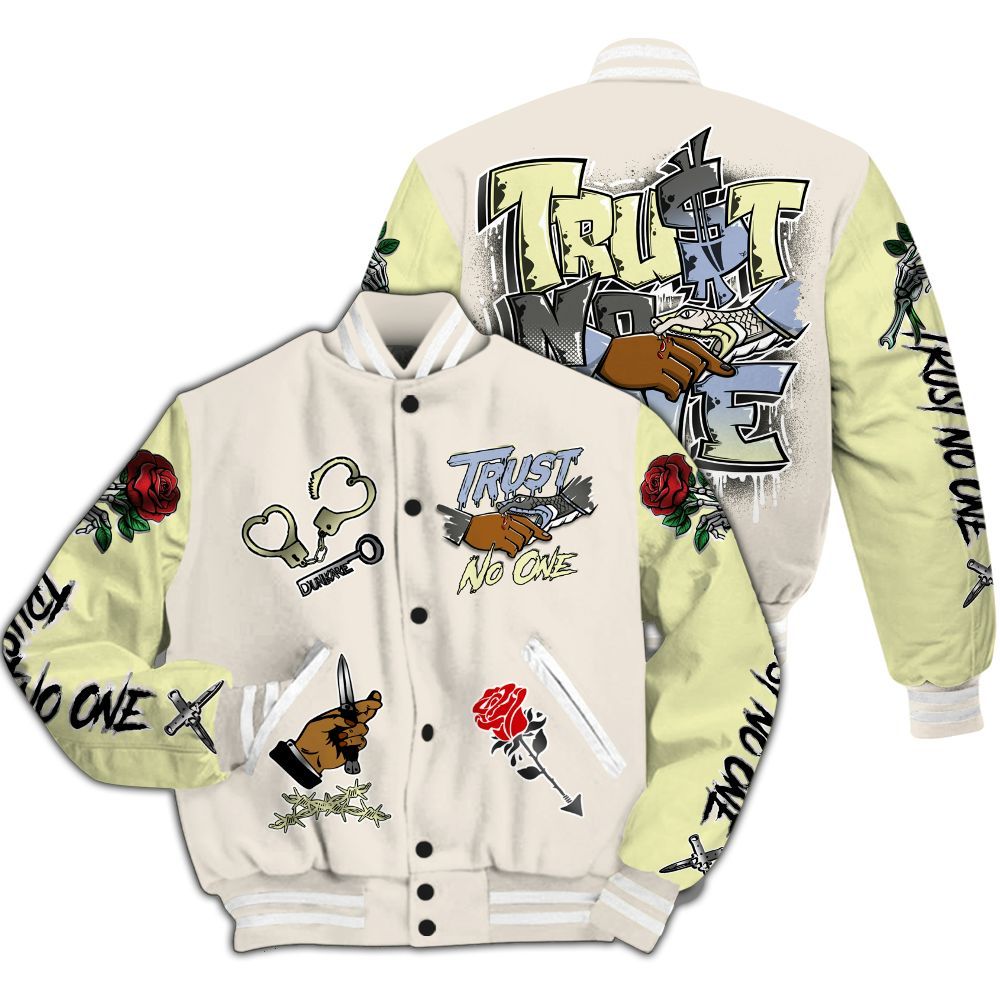 Varsity Jacket To Match Luminous Green 5s - Trust No One Dripping All Over Print