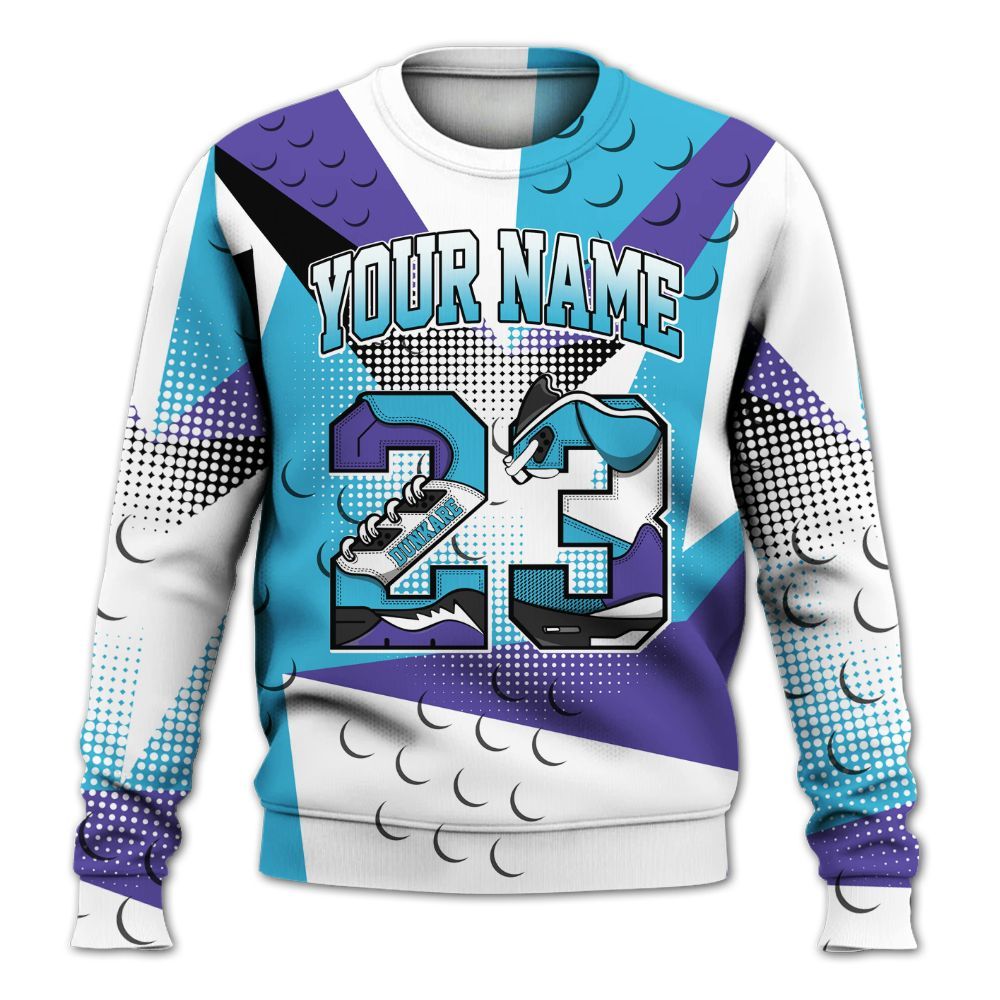 Sweatshirt To Match Retro Aqua 6s - Poly Custom Name Number 23 5s All Over Print