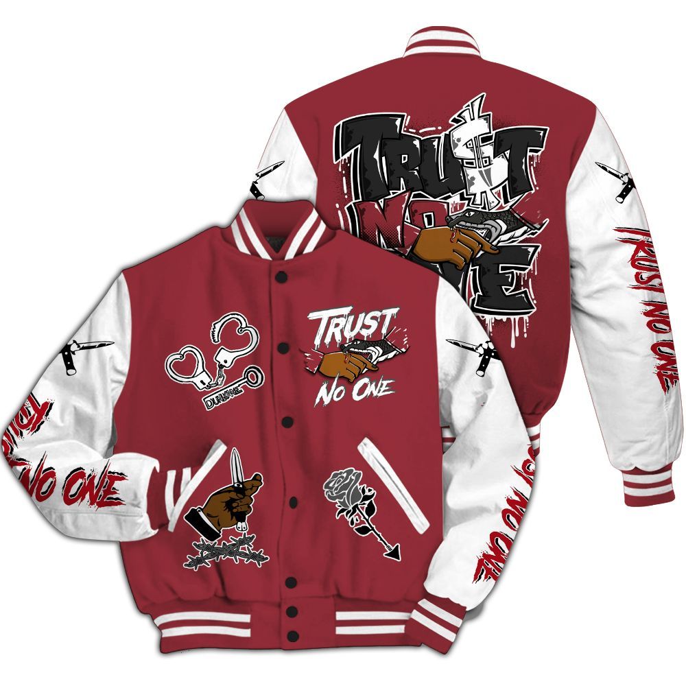 Varsity Jacket To Match Black Toe 14s - Trust No One Dripping All Over Print