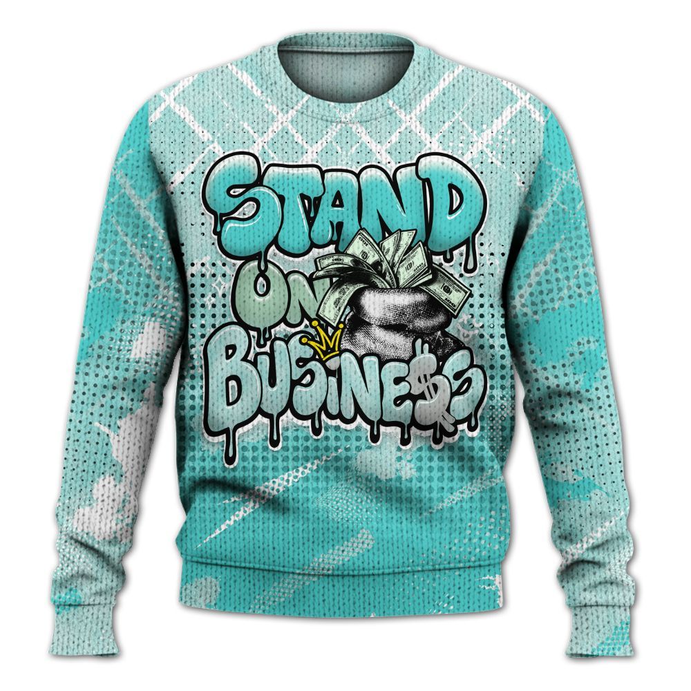 Sweater To Match Low OG Washed Teal 1s - Halftone Stand Business Dripping Graphic