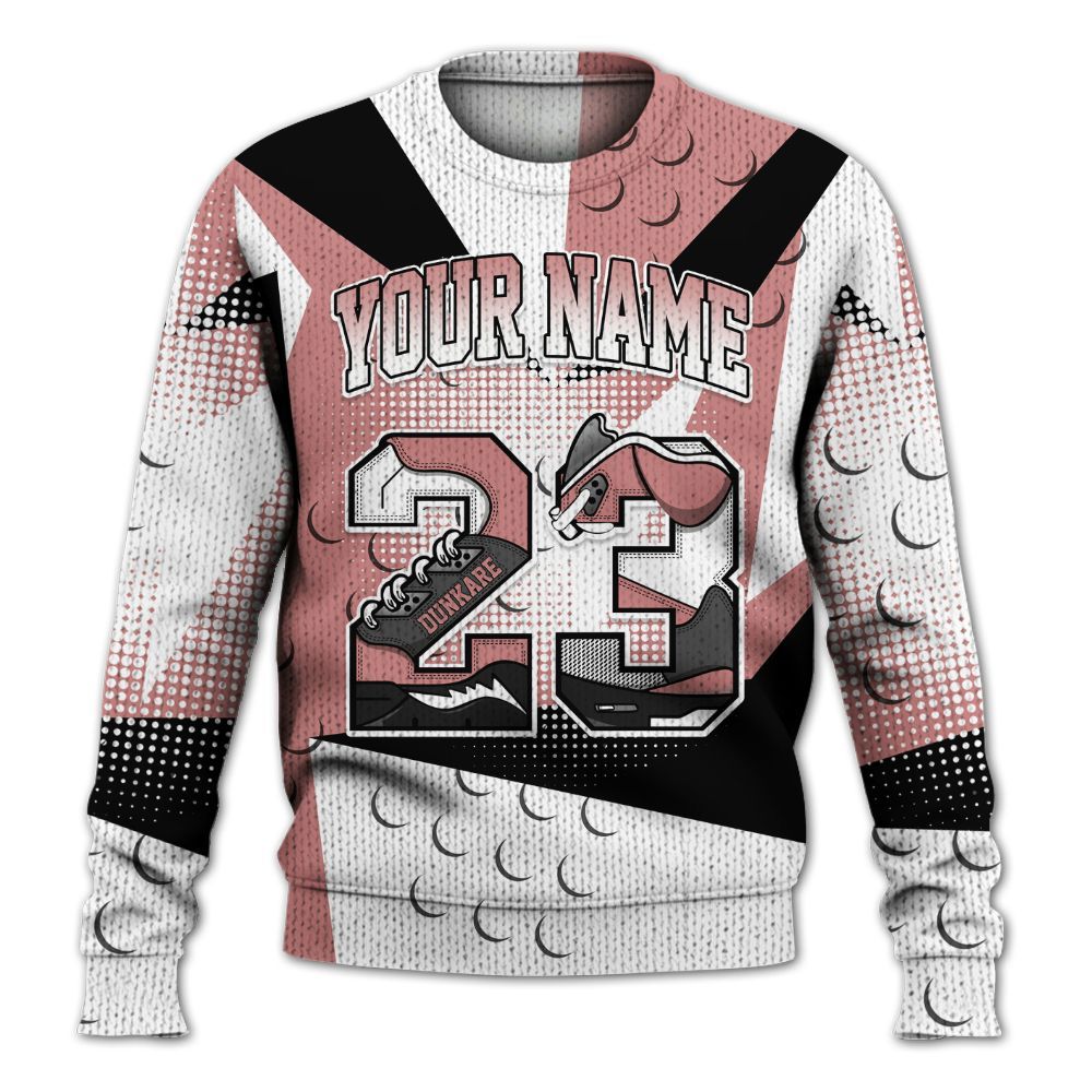Knitted Sweater To Match Low OG Rust Pink 1s - Poly Custom Name Number 23 5s