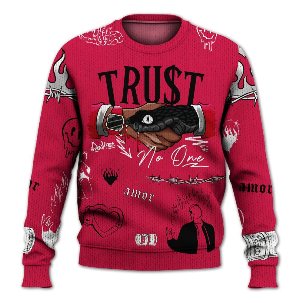 Knitted Sweater To Match Black Toe 14s - Trust No One Graphic