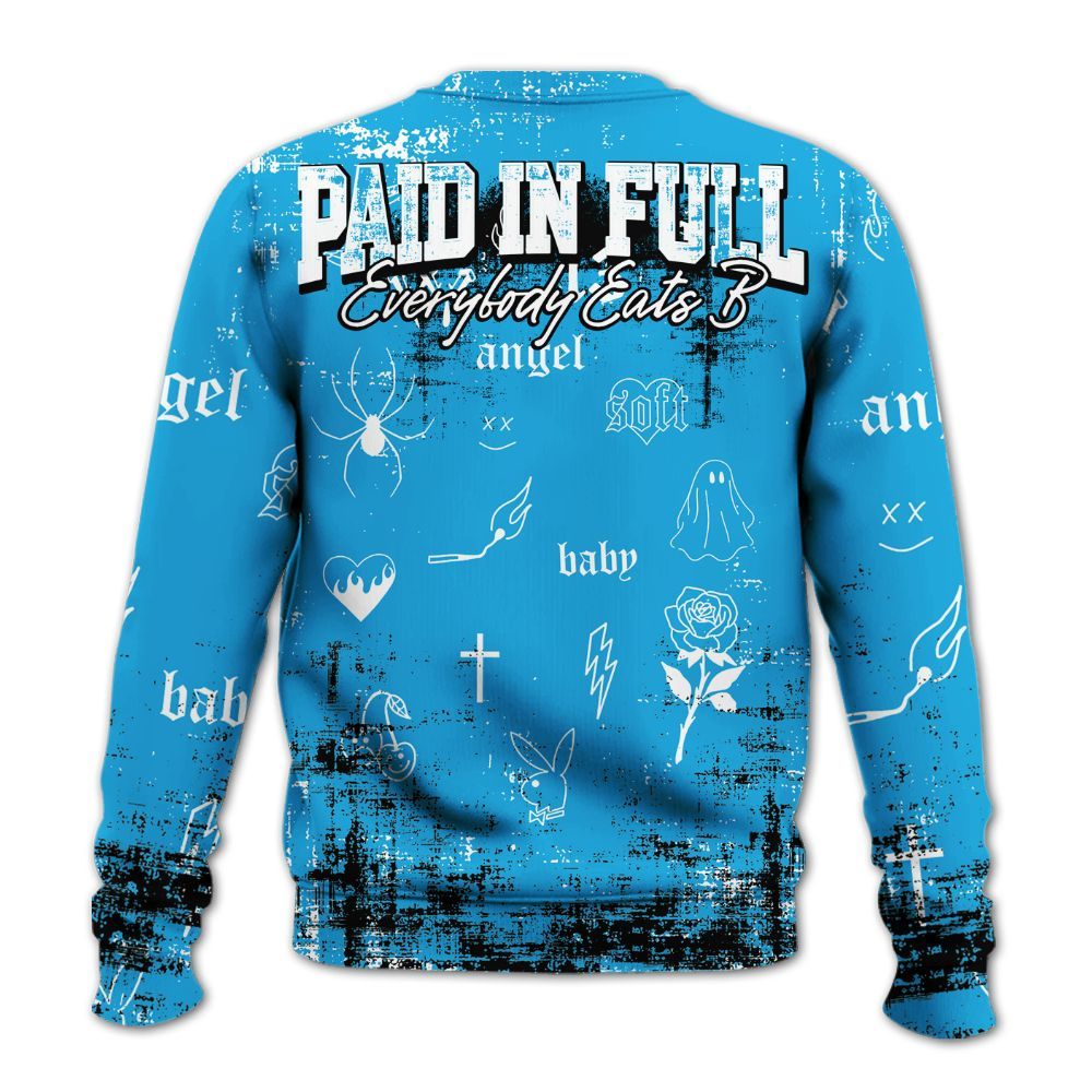 Sweatshirt To Match University Blue Low 2026 11s - Paid In Full Money All Over Print