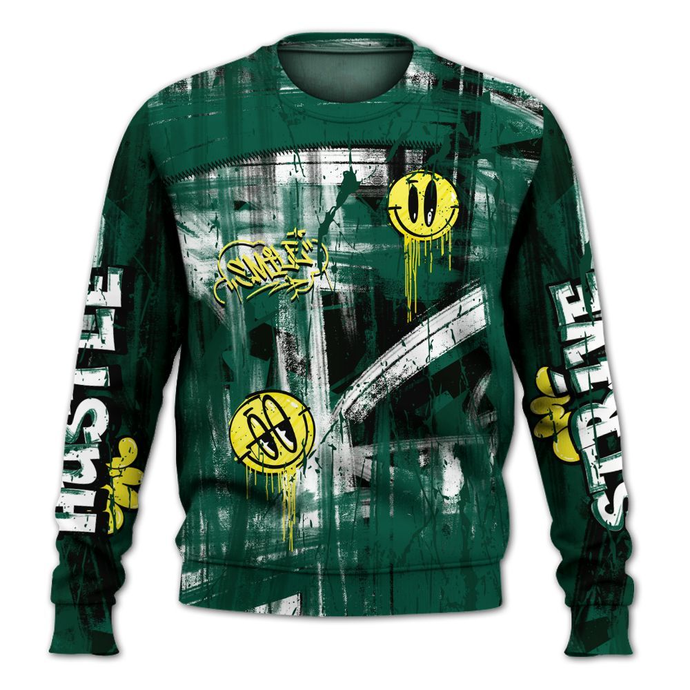 Sweatshirt To Match Oxidized Green 4s - Money Skull Smile Fire All Over Print