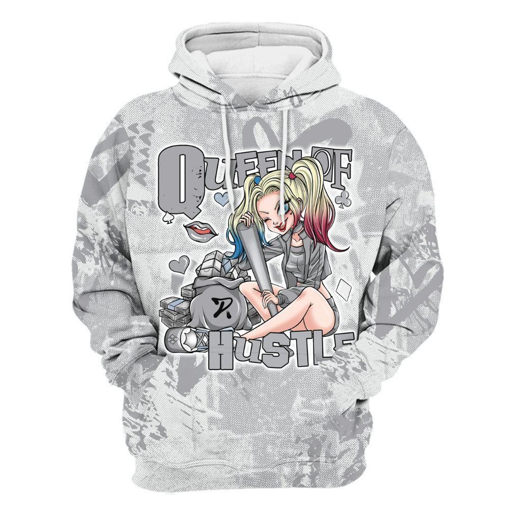 Hoodie To Match Low OG Wolf Grey 1s - Hustles Quiinn Heart Grunge All Over Print