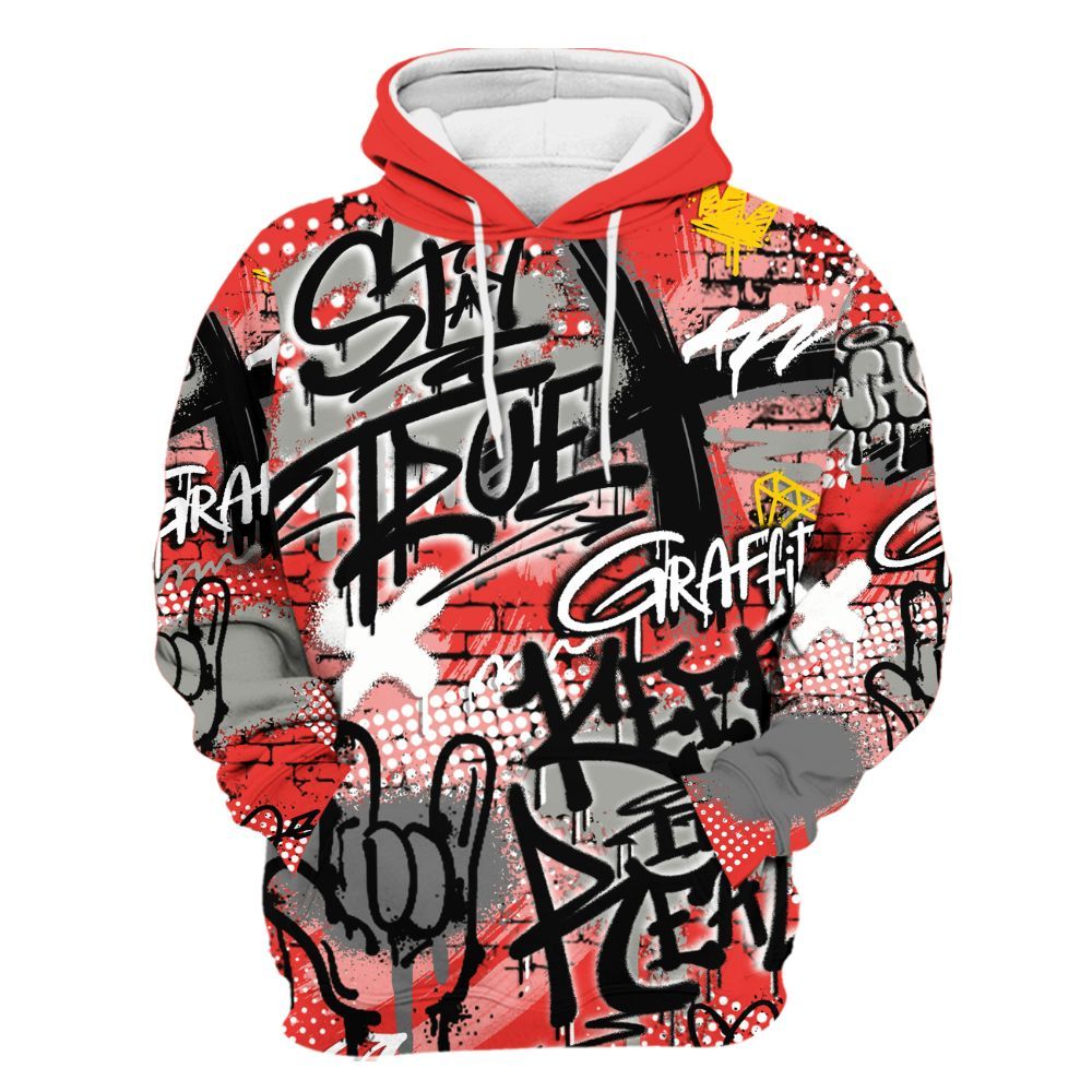 Hoodie To Match Vomero 5 Bright Crimson - True It Real Graffiti Streetwear All Over Print