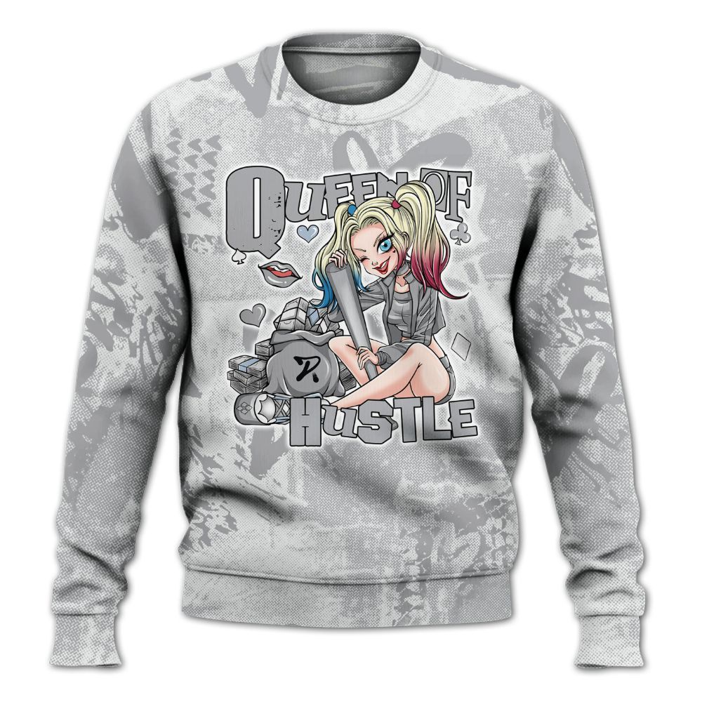 Sweatshirt To Match Low OG Wolf Grey 1s - Hustles Quiinn Heart Grunge All Over Print